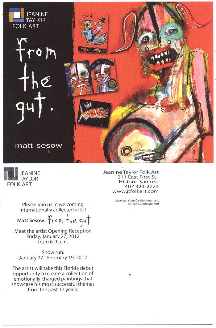 “From the Gut,” Jeanine Taylor Folk Art, Sanford, FL, 2012: photograph 1 (Posted by Matt Sesow on Facebook, January 14, 2012)