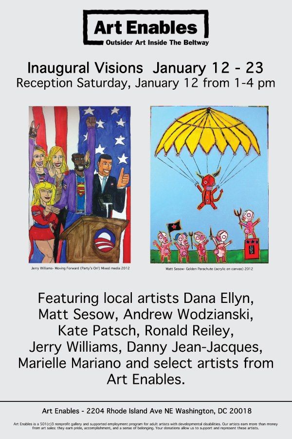 Art Enables, Washington, DC — opening January 12, 2013, with Dana Ellyn and Andrew Wodzianski, 2013: photograph 1 (Posted by Matt Sesow on Facebook, January 11, 2013)