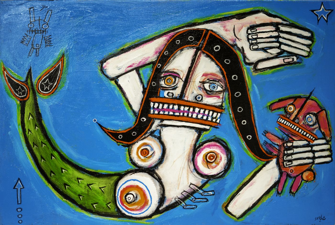 “Life and Limb: Works by Matt Sesow,” Baron and Ellin Gordon Art Galleries, Old Dominion University, Norfolk…, 2021: photograph 2 (Painting by Matt Sesow from the exhibition, as reproduced in The Virginian-Pilot, Sept. 1, 2021)
