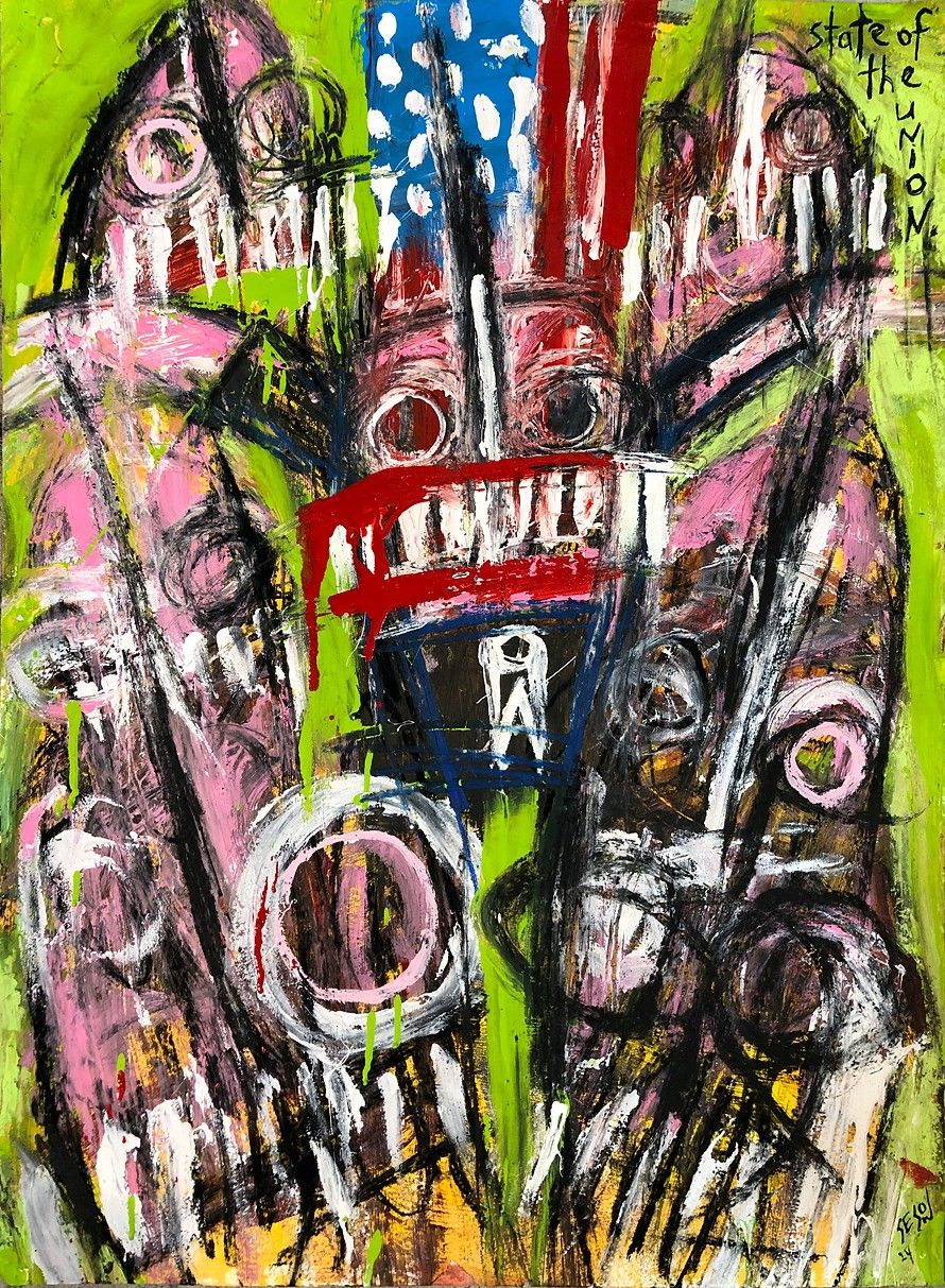 “Re-enabled” series — National Cherry Blossom Festival paintings made with his right hand and left arm, 2024: photograph 3 (Posted by Matt Sesow on Facebook, March 7, 2024)