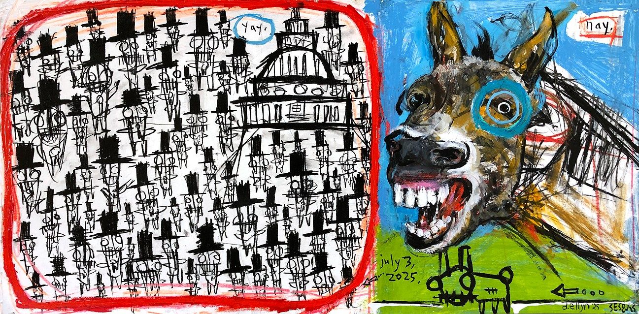 “31 Days in July” returns — Matt and Dana Ellyn restart the project as daily collaborative paintings…, 2025: photograph 7 (Posted by Matt Sesow on Facebook, July 6, 2025)