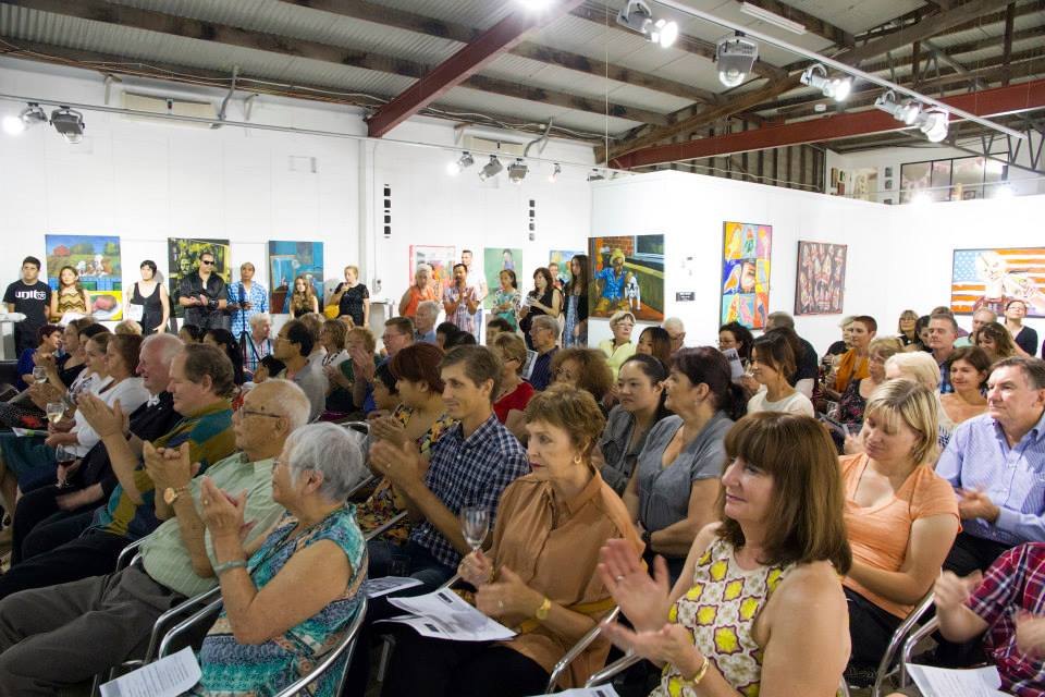 Opening night crowd at 19 Karen Contemporary Artspace, Gold Coast, November 2014