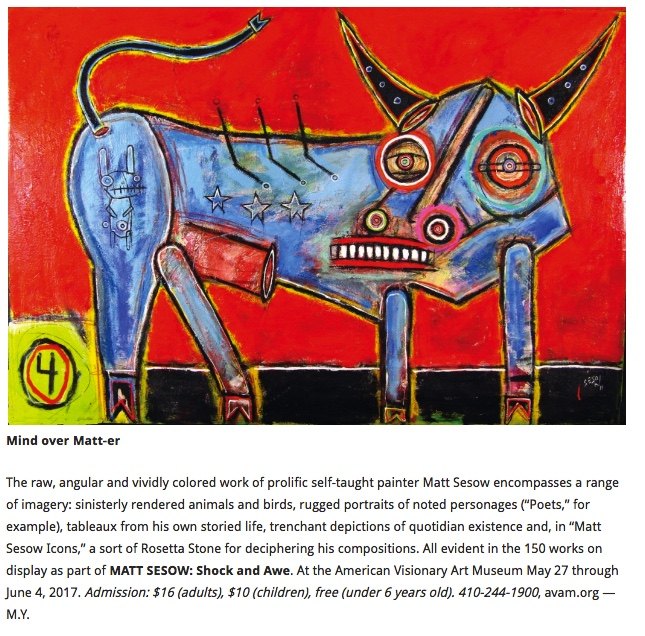 Exhibition text for Matt Sesow: Shock and Awe at the American Visionary Art Museum