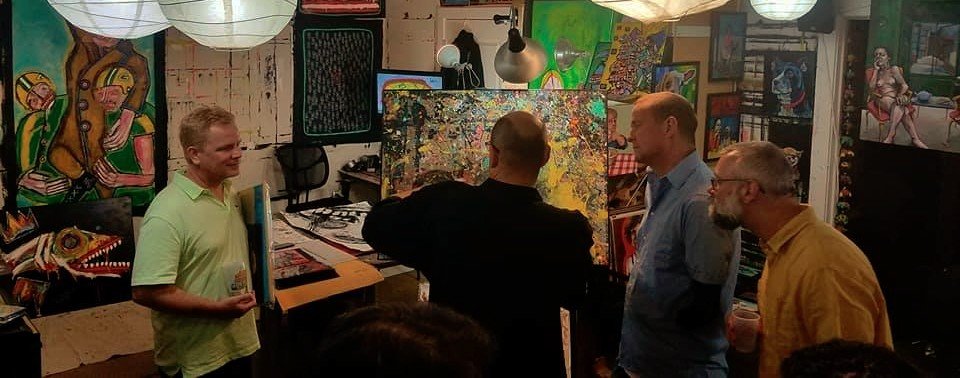 Visitors at the 916 G Street studio, 2017