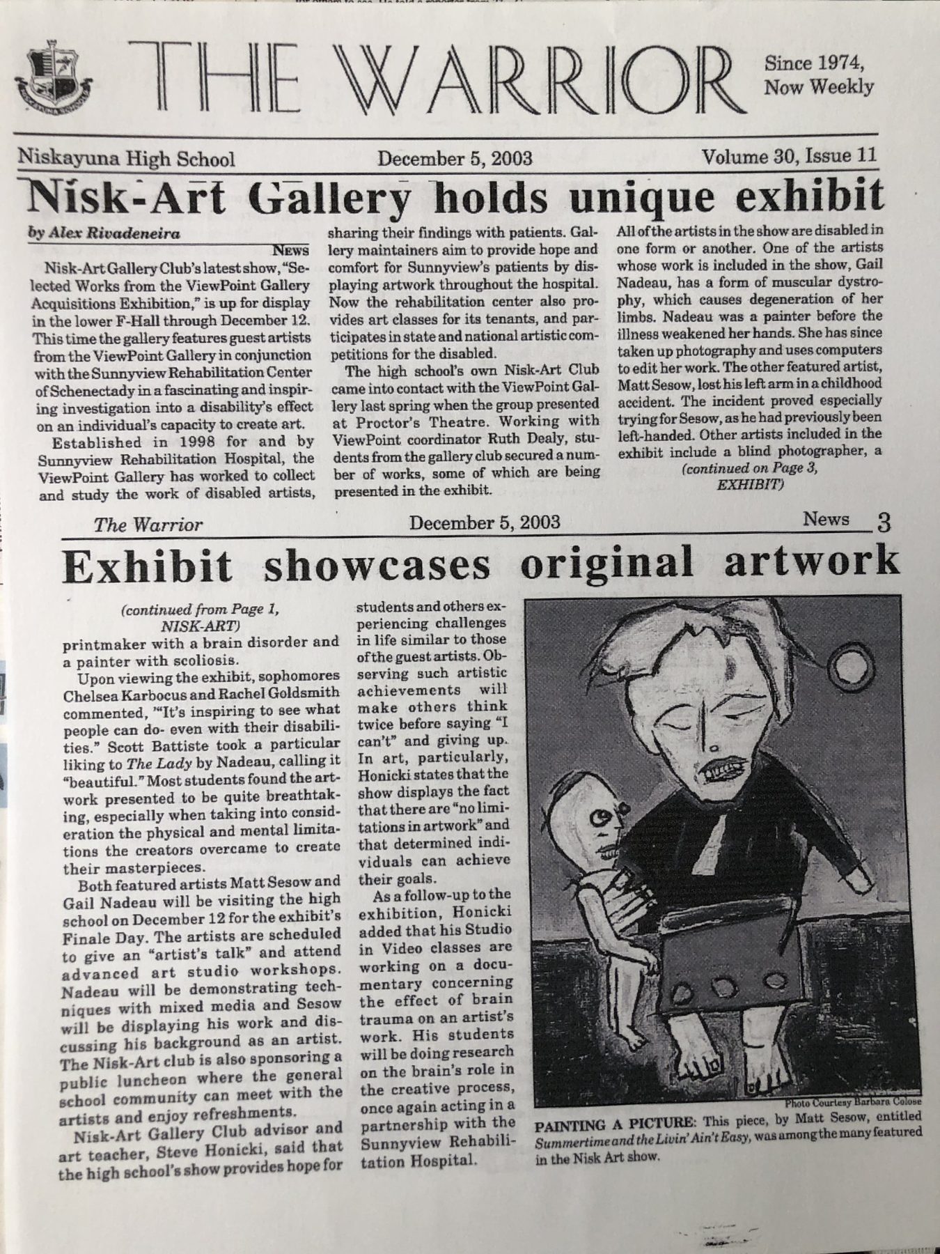 Nisk-Art Gallery holds unique exhibit / Exhibit showcases original artwork, page 1