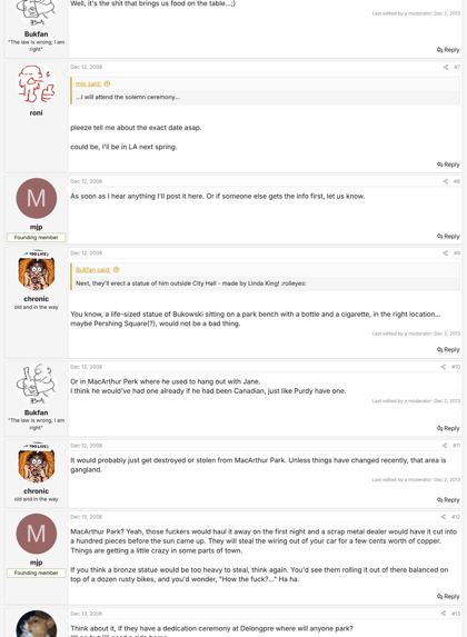 “Bukowski Celebration - Sat. March 28th” — including Matt Sesow’s email about the show: Page 2