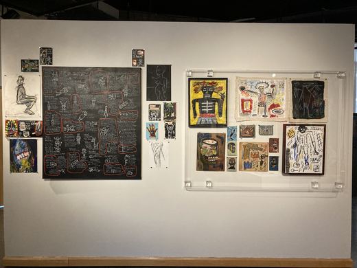 The Basquiat wall. At left, Sesow's icon key.