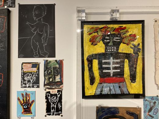 Works by Jean-Michel Basquiat, early 1980s, lent by David and Philip Liebman.