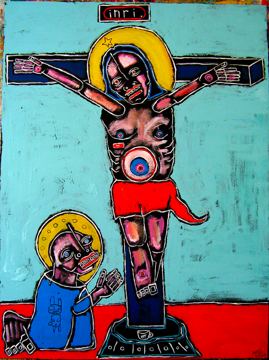 Friar Praying at the Crucifixion by Matt Sesow
