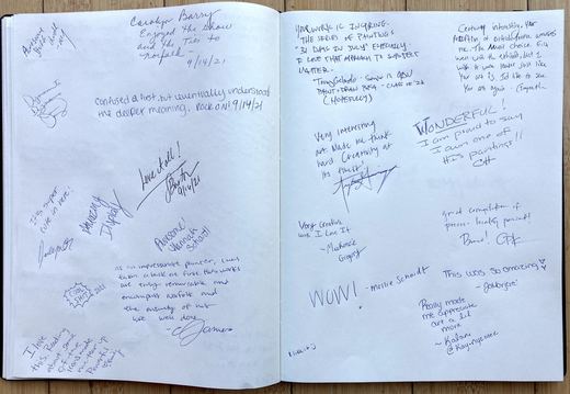 From the comment book at the exhibition.