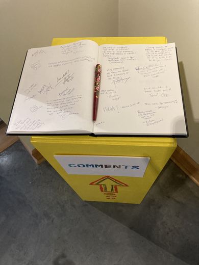 The comment book stand.