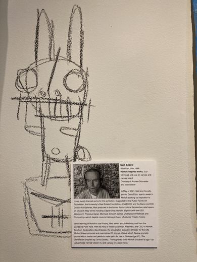 Icons drawn directly on the gallery walls.