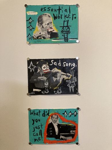 Icons drawn directly on the gallery walls.