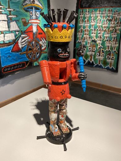 "Nutcracker," about 12 in. high, mixed media on wood, 2007.