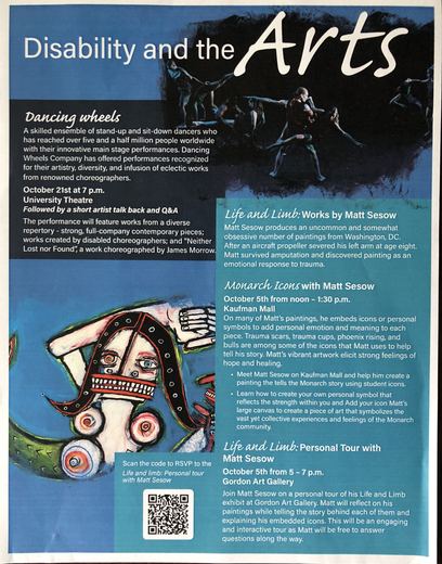 "Disability and the Arts" program flyer, fall 2021.