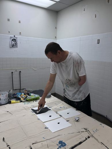Painting in the Monarch Way studio, May 13, 2021.