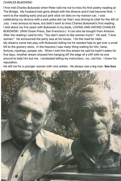 Linda King’s own accounts of her sculptures (Facebook posts): Linda King: Charles Bukowski