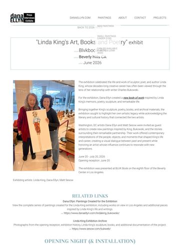“Linda King’s Art, Books and Poetry” exhibit — Dana Ellyn: Exhibits & Press: Page 1