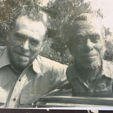 Charles Bukowski, bust by Linda King