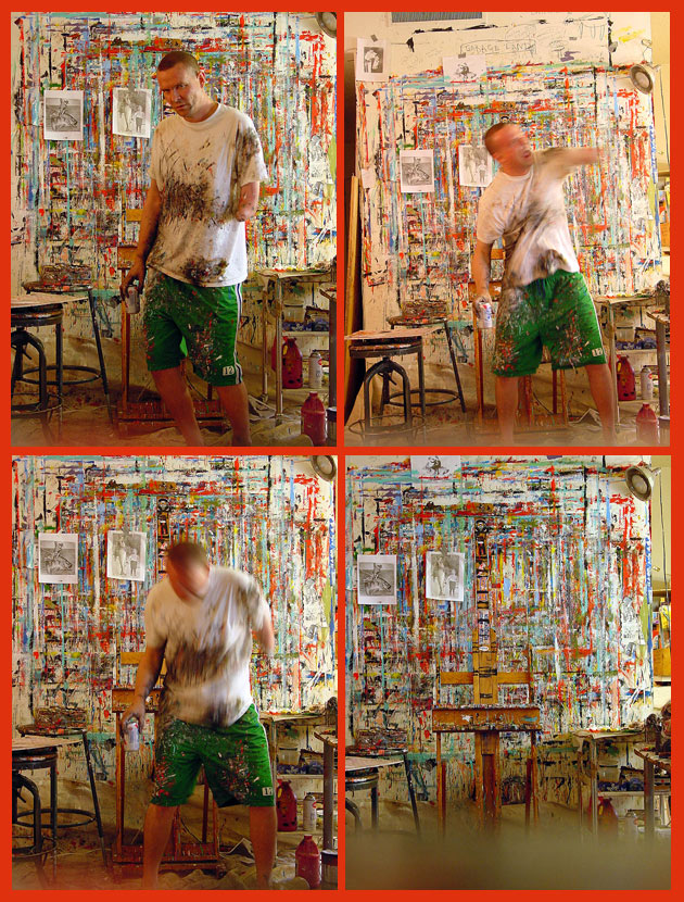 Four frames from one painting session.