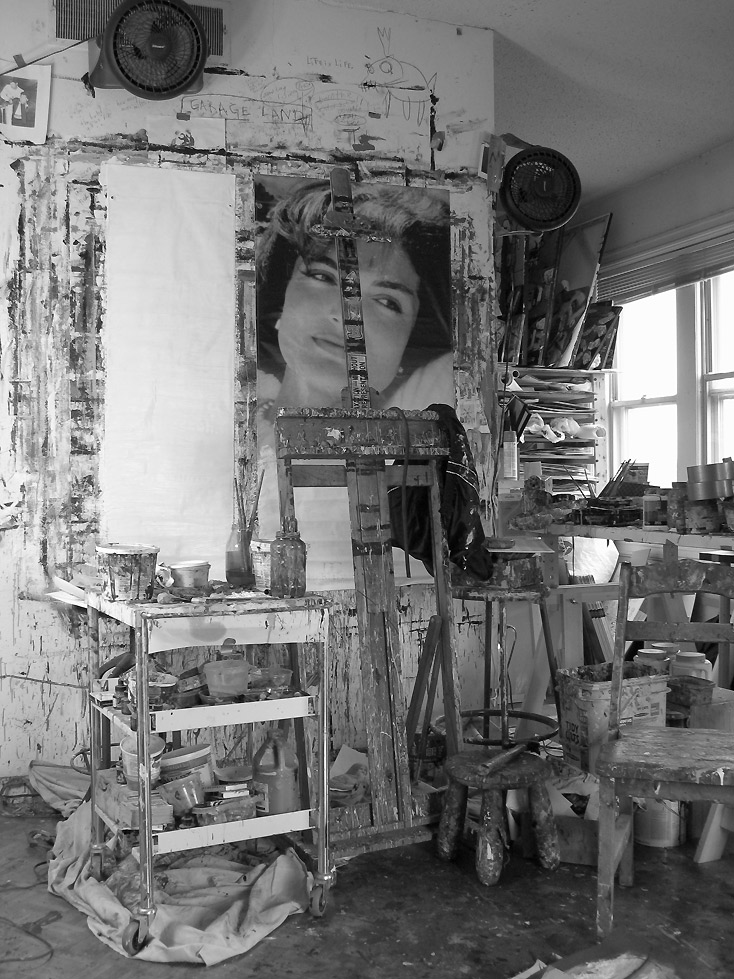 The easel corner, April 2008.