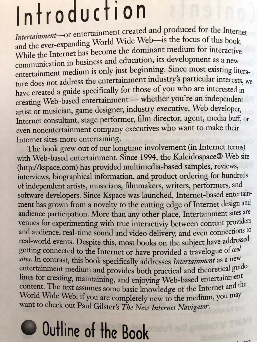 Introduction page describing Kaleidospace since 1994