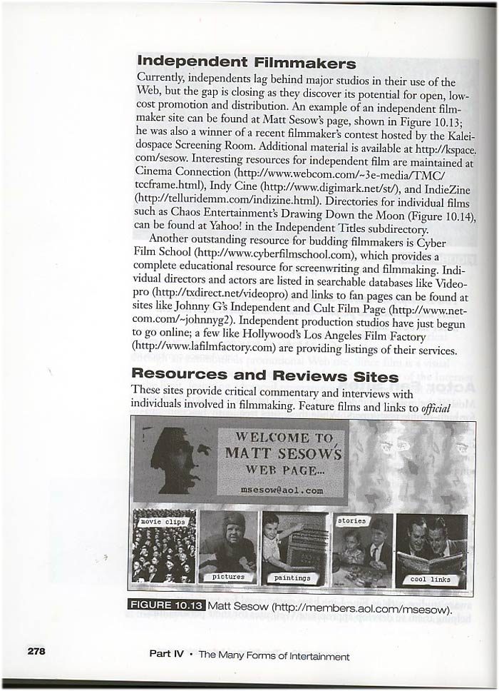 Creating Internet Entertainment, 1997: image 02 from the original sesow.com press page