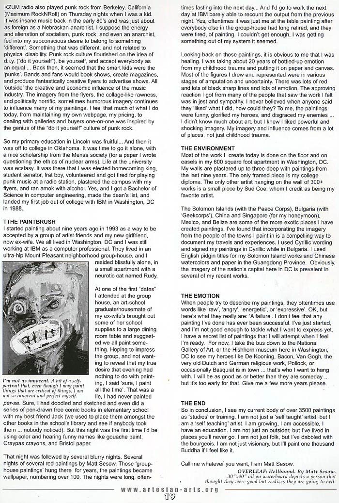 Article in "Artesian" Magazine (2003), from Matt Sesow's press archive