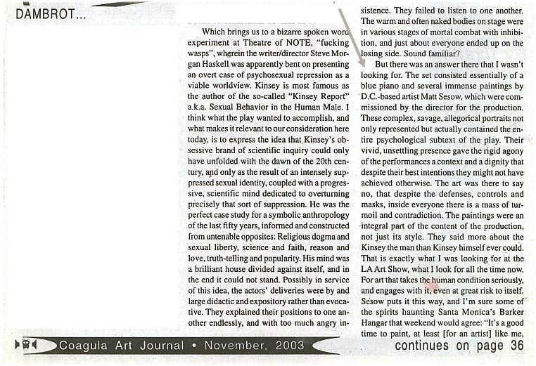 Coagula Magazine (2003), from Matt Sesow's press archive