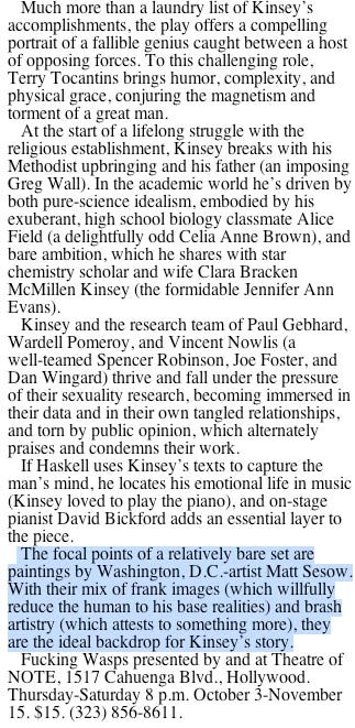 F**king Wasps (2003), from Matt Sesow's press archive