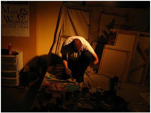 Sesow painting live at LeftBank (2007), from Matt Sesow's press archive