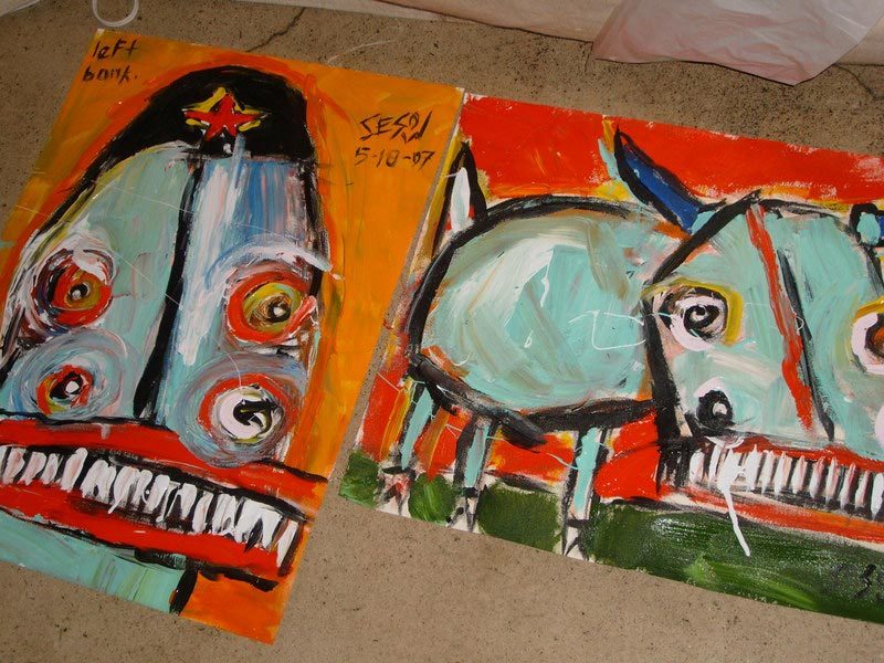 Sesow painting live at LeftBank (2007), from Matt Sesow's press archive