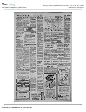 Lincoln Evening Journal, June 9, 1975, page 6 (Newspapers.com image 61033092), page 1