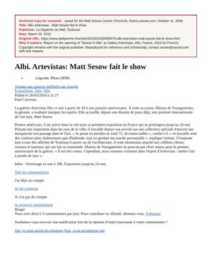 Albi. Artevistas : Matt Sesow fait le show, page 1