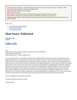 Matt Sesow: Politicized in Vancouver at Gallery 1515, page 1