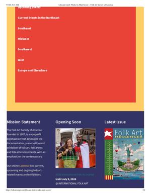 Folk Art Society of America calendar listing, Aug. 31 – Dec. 18, 2021, page 3
