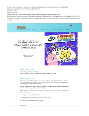 Cheers to 30 Years! AVAM’s Birthday Bash | AVAM, page 1