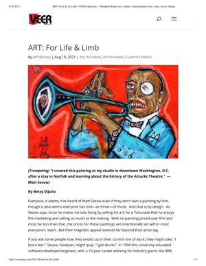 Betsy DiJulio, “ART: For Life & Limb,” VEER Magazine, August 19, 2021, page 1