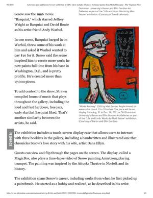 Saleen Martin, “Artist uses pain and history for new exhibition at ODU; show includes 13 pieces by famed painter Jean-Michel Basquiat,” The Virginian-Pilot, September 1, 2021, page 4