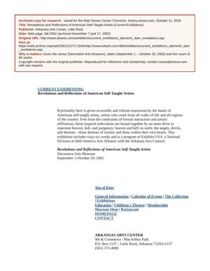 Revelations and Reflections of American Self-Taught Artists (Current Exhibitions), page 1