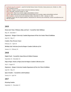 Exhibition Archive, page 1