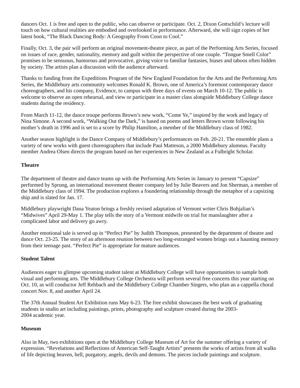 Middlebury College 2003-2004 arts season features dynamic new artists, returning favorites, exhibitions, films, page 2